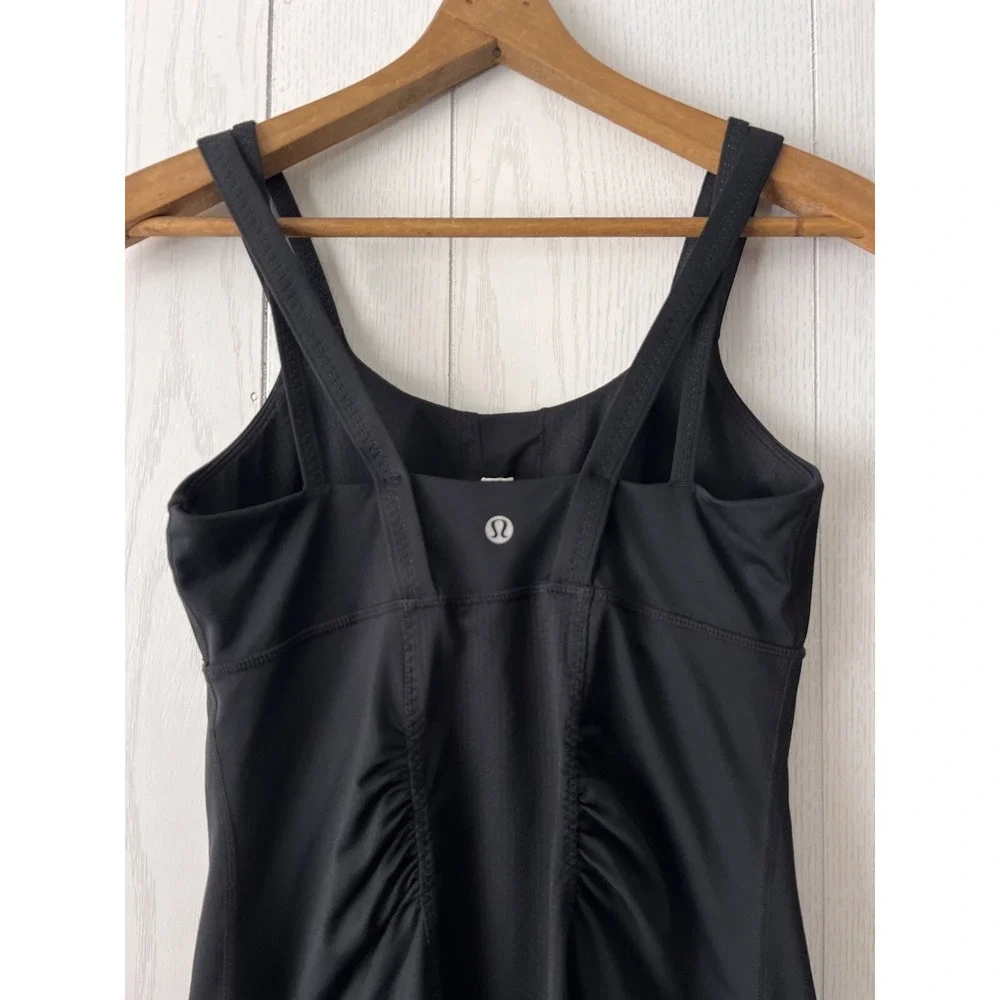 Lululemon Double Strap Black Athletic Tank Top With Built In Shelf Bra ~ Size 6